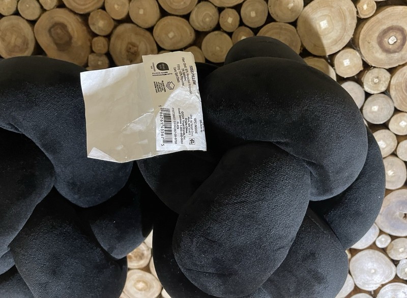 NWT-2 Room Essentials Knot Mod Art Deco 11" Jet Black Velvet Pillows Memory Foam gallery