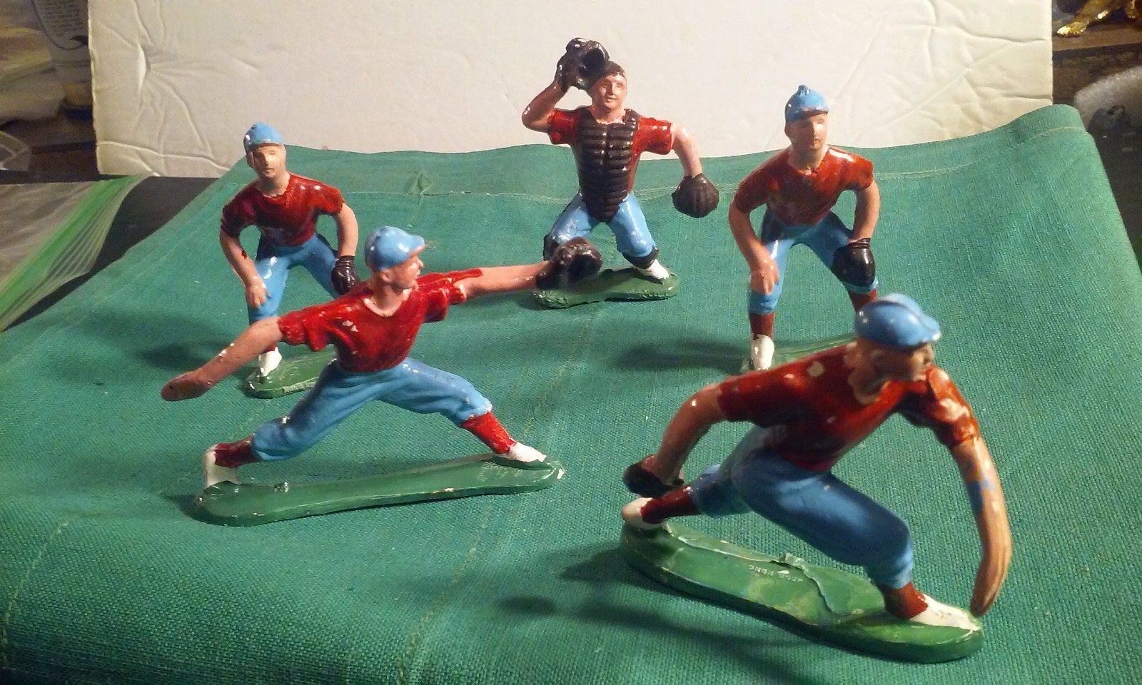 5 Vintage Baseball Players Cake Toppers Miniature Figures 1950's-60's Hong Kong gallery