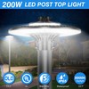 Led Post Top Light with Photocell 200W 28,000LM Outdoor Circular Area Pole Light gallery