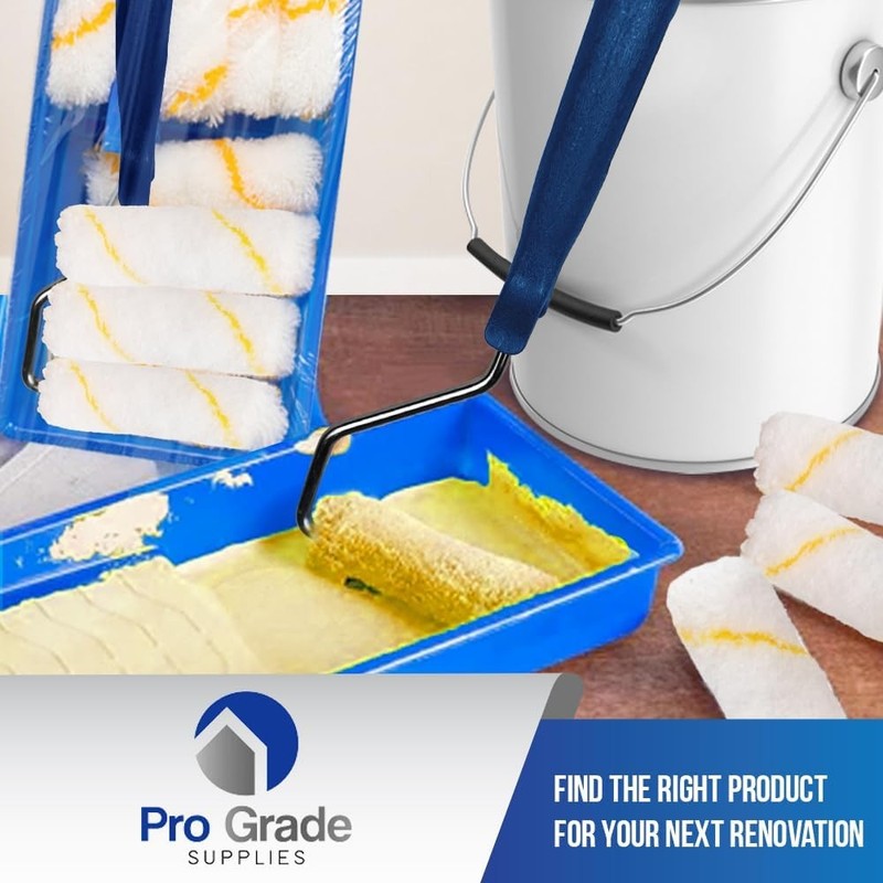 Pro Grade - Paint Roller Tool Kit - 10 Piece Painting Set - Mini Plastic Blue gallery