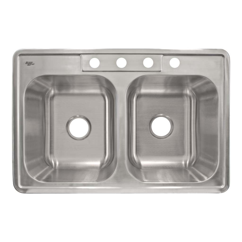 Top Mount Stainless Steel Double Basin Kitchen Sink 33" x 22" x 8" Deep gallery