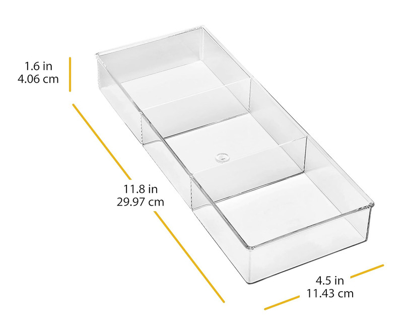 3 Section Small Easy Clean Clear Plastic Resin Drawer Organizer gallery