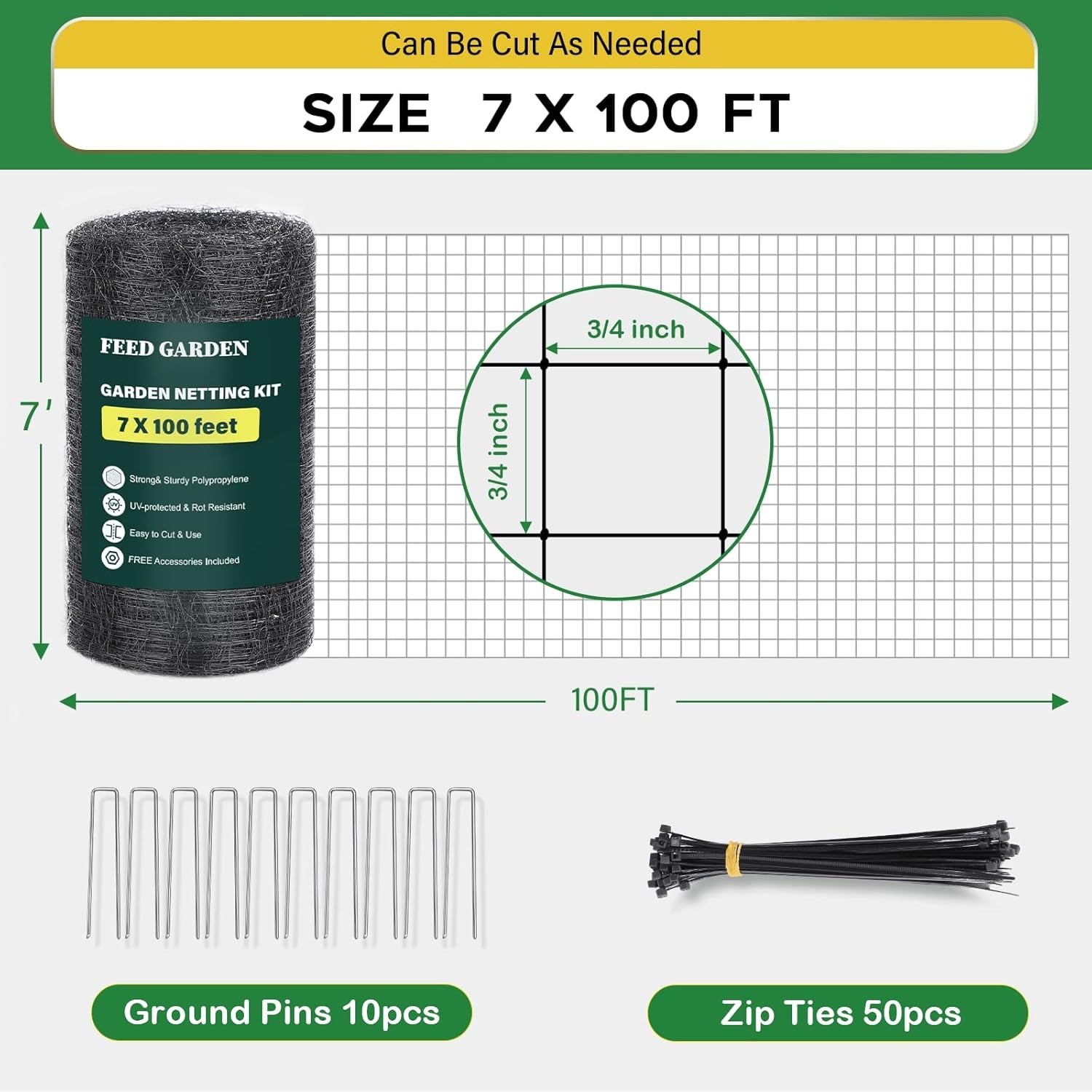 Heavy Duty Deer Netting - 7X100Ft Uv-Protected Garden Fence with 3/4" Fine Mesh gallery