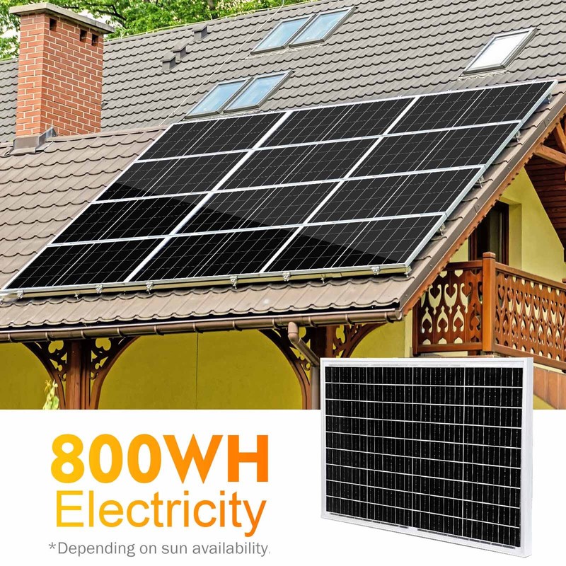 100W Monocrystalline Solar Panel Kit MPPT Charger Controller Off Grid RV Boat gallery