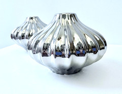 CB2 Rumba Fluted Vase Silver Chrome 6” Modern Sculptural Bud Vases