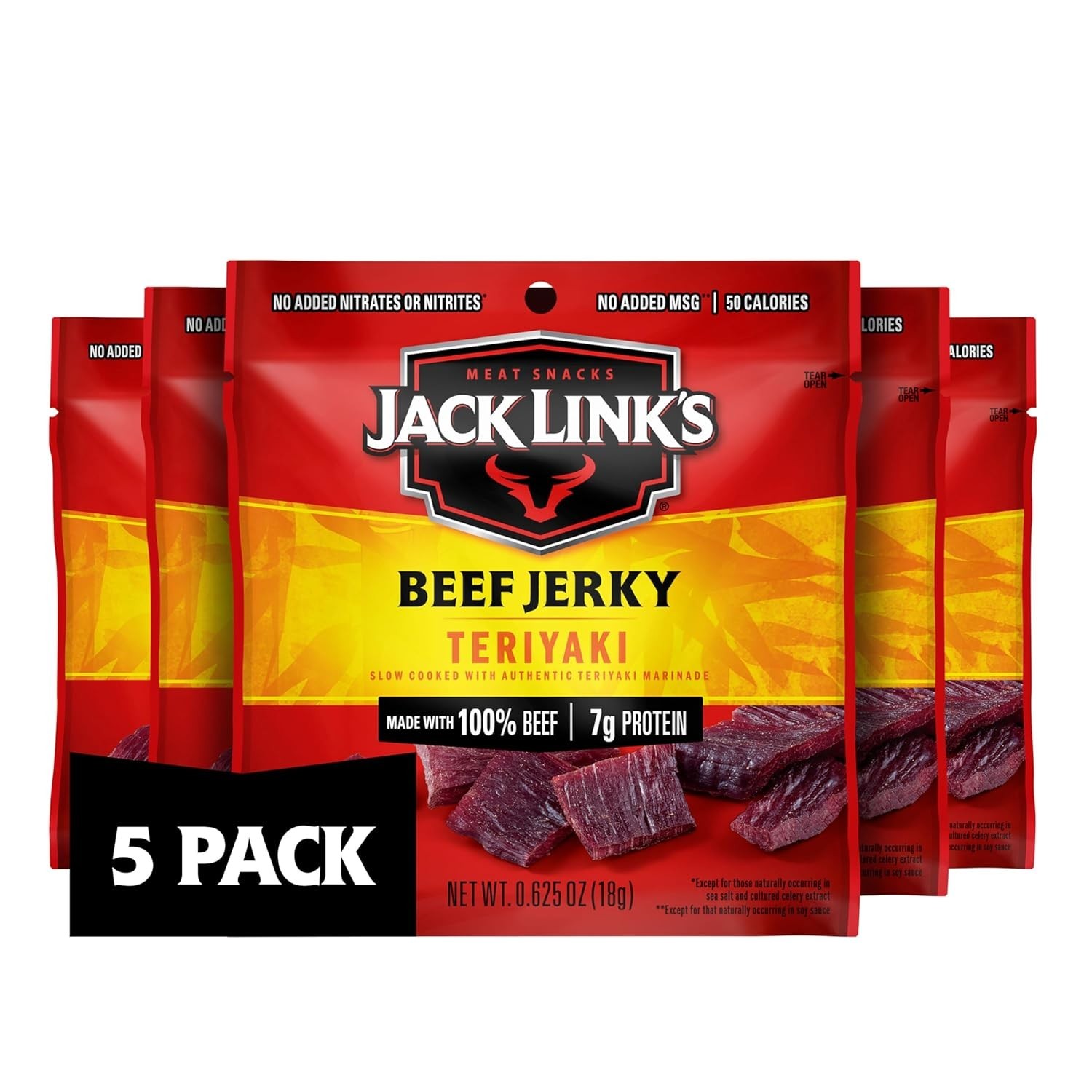 Jack Link's Beef Jerky, Teriyaki, Multipack Bags - Flavorful Meat Snacks gallery