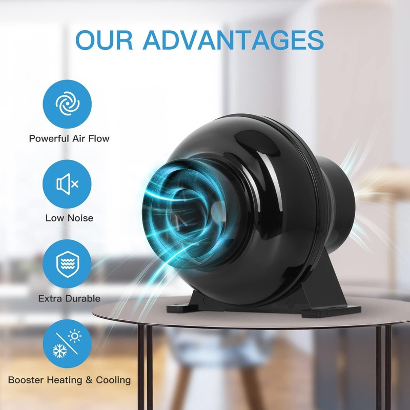 4-Inch Inline Duct Ventilation Fan with Air Carbon Filter & 8-ft Ducting System gallery