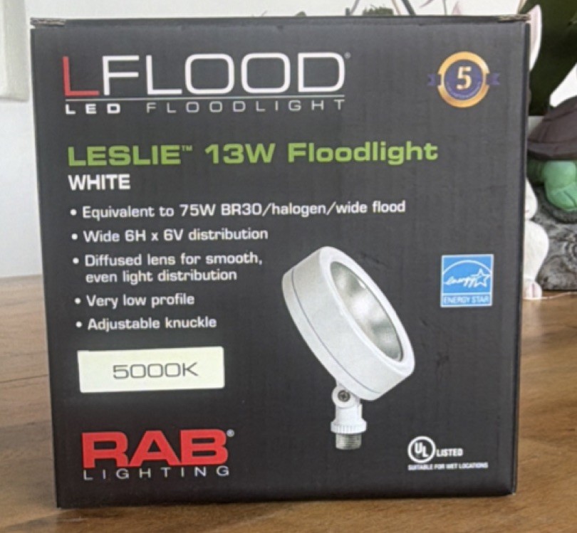 RAB Lighting LES13W 13W LED Flood Light White 5000K Outdoor Adjustable Knuckle gallery