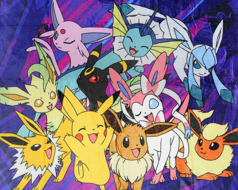 Pokemon Eevee Evolution Pikachu Throw Blanket 46"x60" Soft Fleece Throw Blanket gallery
