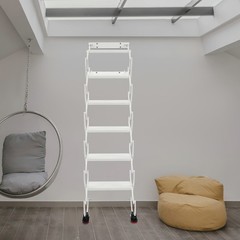 Attic Loft Pull Down Ladder 6 Step Wall Mounted Folding Loft Ladder Stairs White