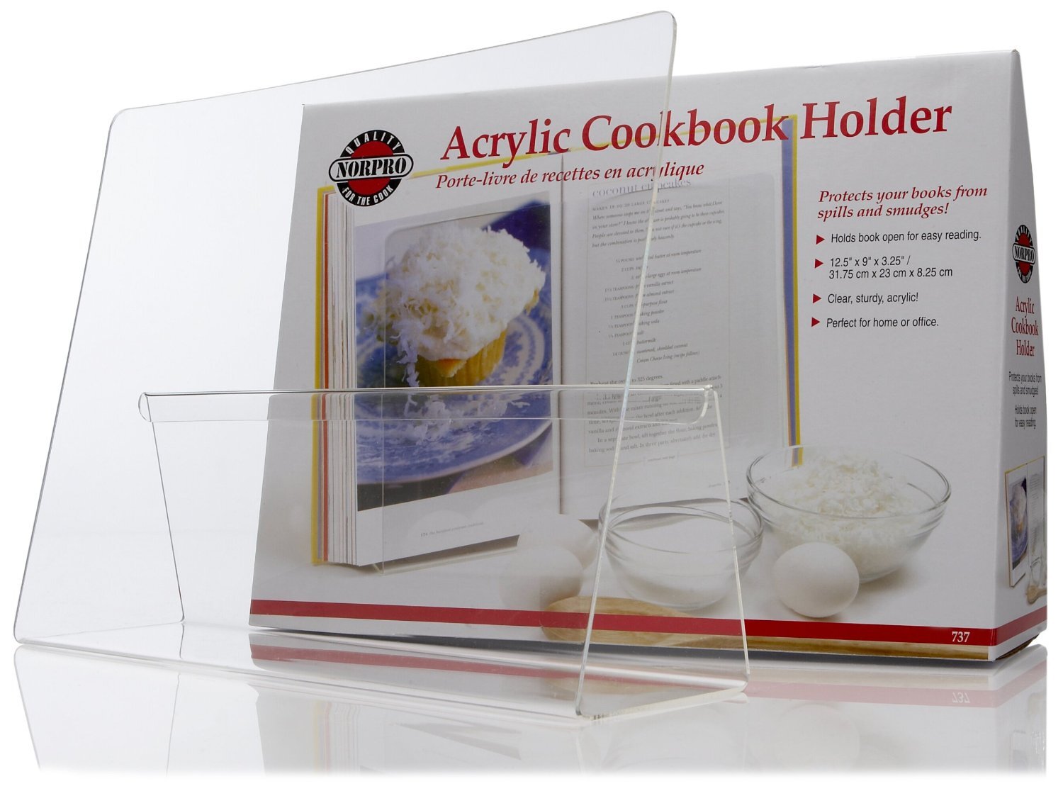 Norpro Acrylic Book / Tablet Holder with Splatter Guard - 12 ½ x 9 x 3 ¼ inches gallery