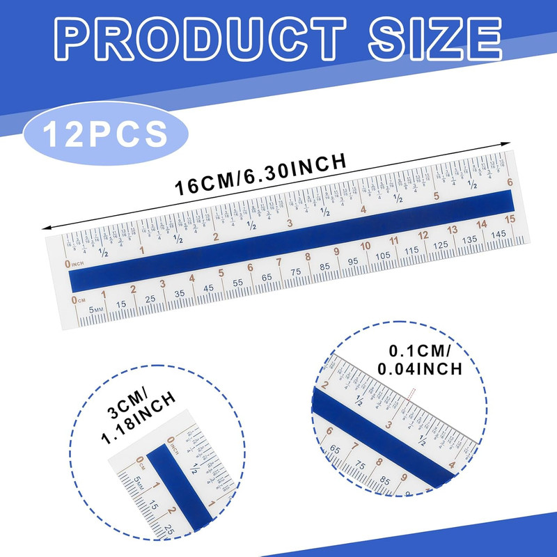 12 Pack 15cm Bendable Plastic Rulers with Clear Markings and Conversion Chart gallery