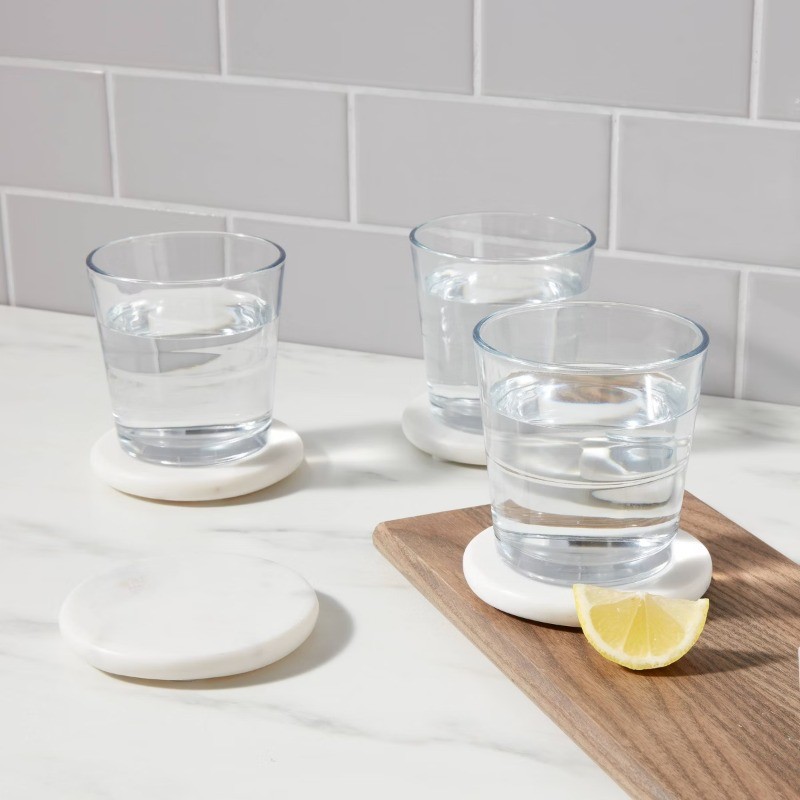 4pk Marble Coasters White gallery