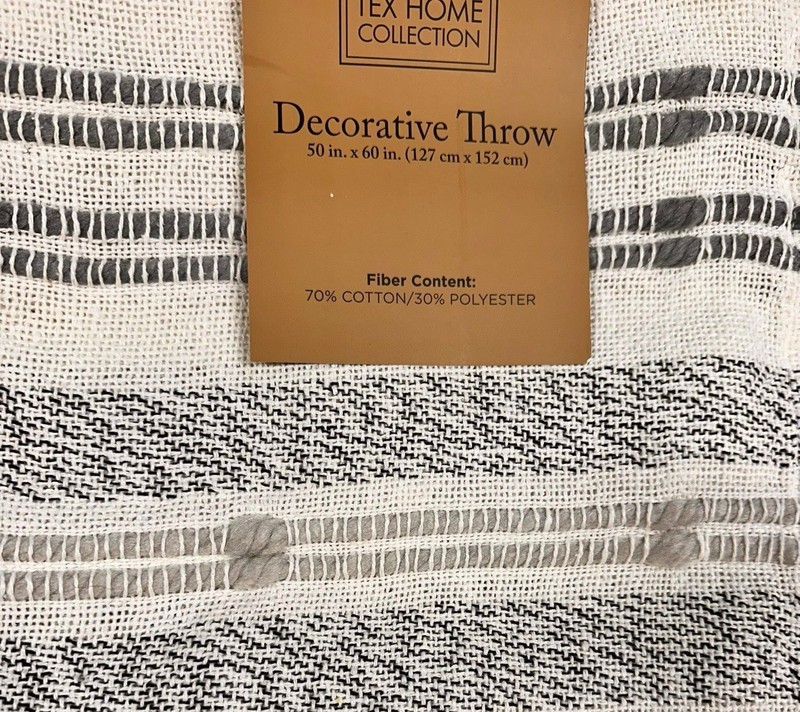 Nice Throw Blanket Cream W/ Gray & Blk 50 x 60 Fringe Home Collection gallery
