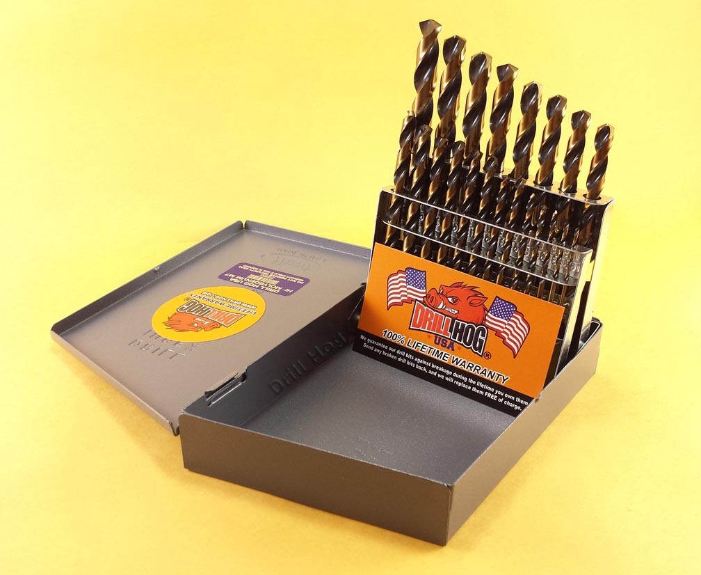 Drill Hog® 21 Pc Jr Drill Bit Set Index HI-Molybdenum M7 MOLY Lifetime Warranty gallery