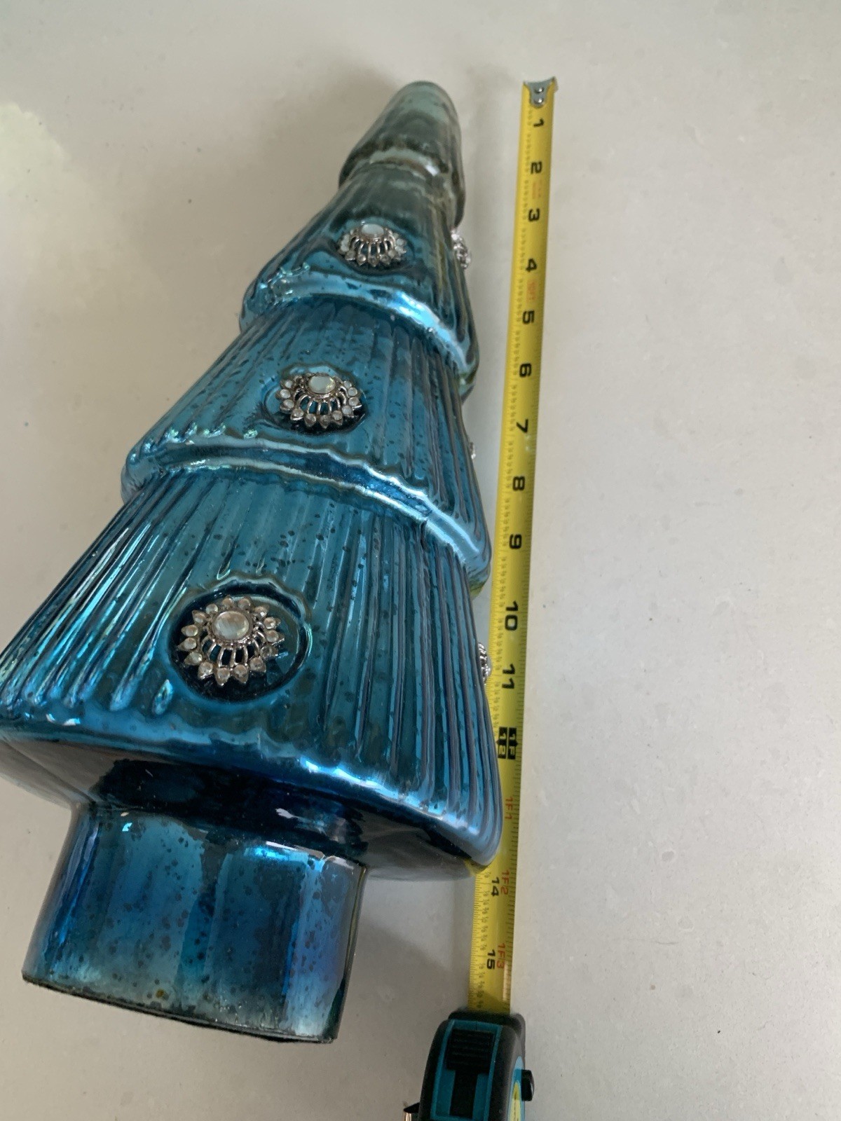 Blue & Silver Glass Decorated Christmas Tree Door Decoration 14 in gallery
