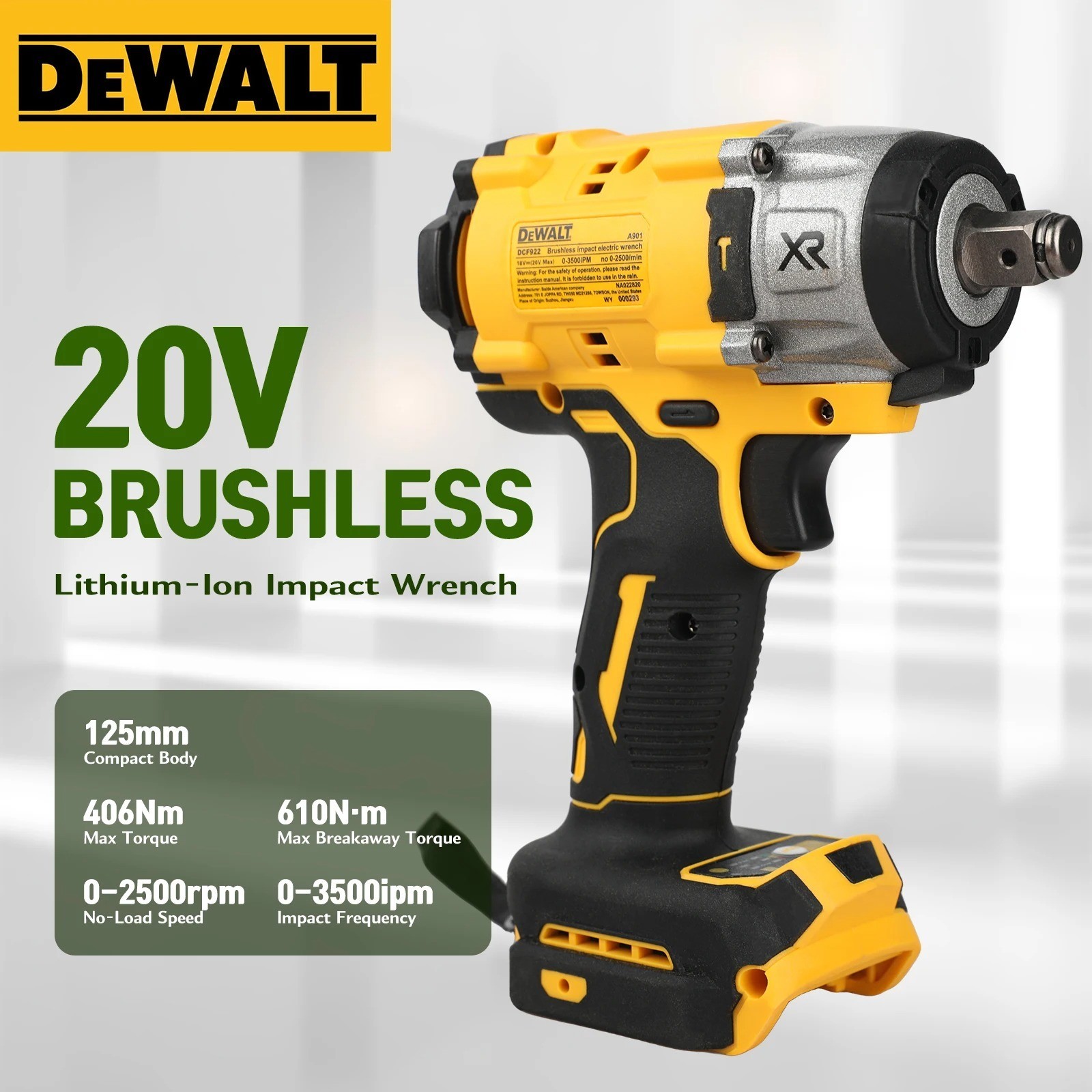 DEWALT DCF922 20V XR Brushless Compact Impact Wrench 1/2" Bare Tool gallery