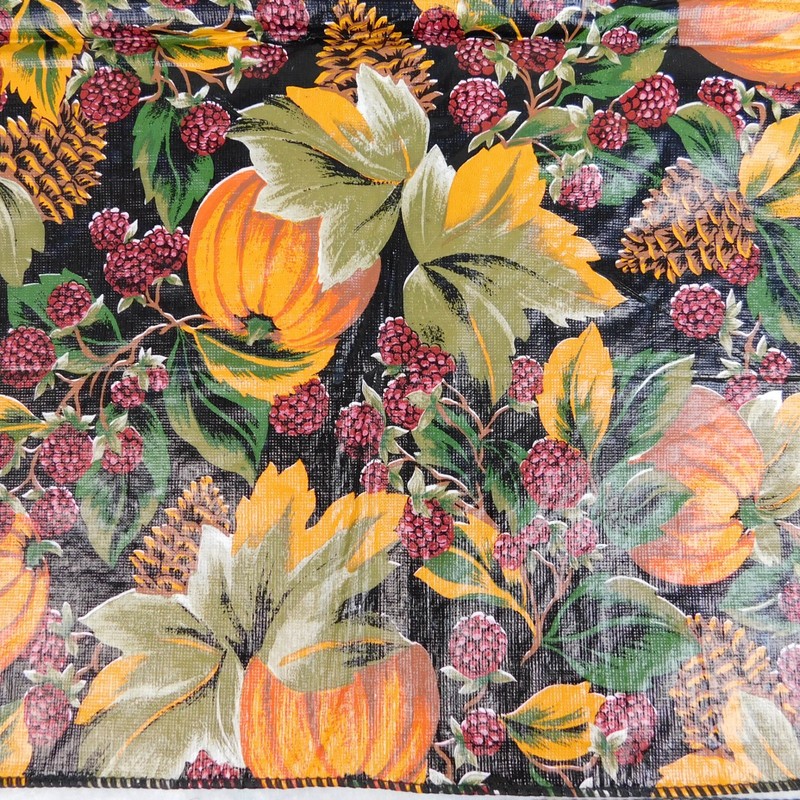 90s Fall Harvest Pumpkins Flannel Back Vinyl Tablecloth 52" x 90" Oblong #1204 gallery