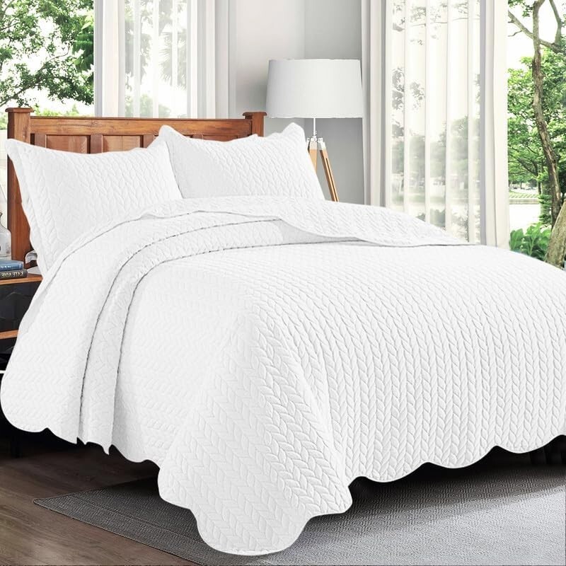 Luxury Bedspread Bedding Set 3 Piece Quilted Coverlet Bed Throw Queen King Size gallery