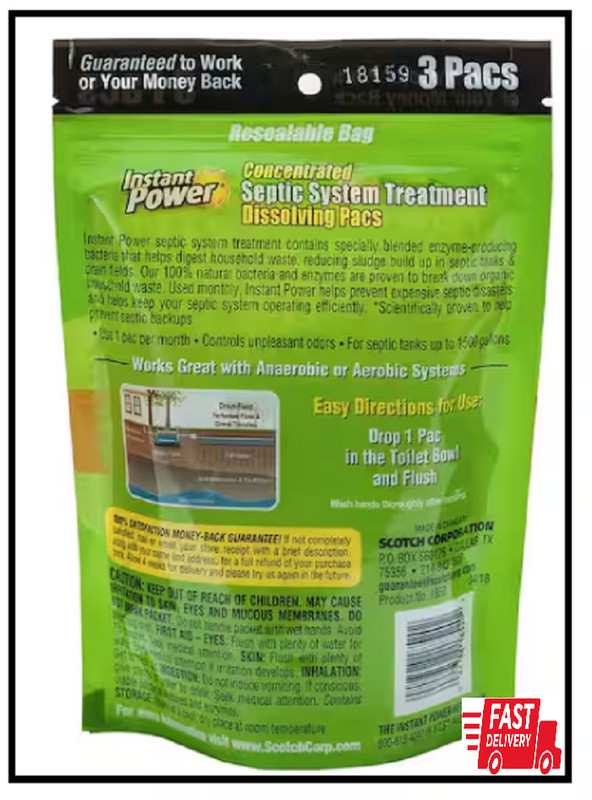 Septic System Treatment Dissolving, Controls odors, Up to 1500 Gal (Pack of 3) gallery