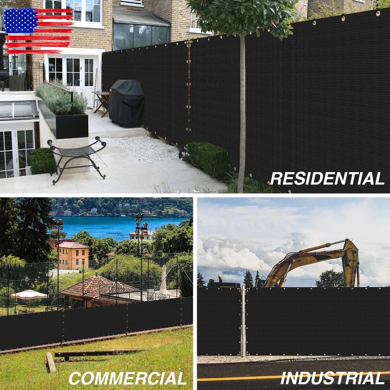 Solid Backyard Fence Privacy Screen Mesh Cover Garden Yard 4' 5' 6' Black/Green gallery