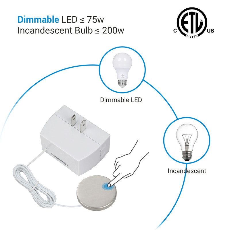 DEWENWILS Lamp Dimmer Switch for Dimmable LED/CFL Lights With Extension Cord gallery