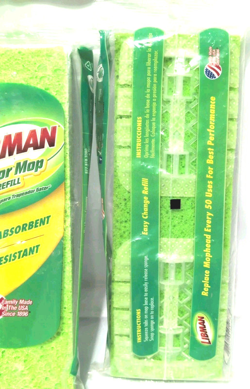 Libman Gator Sponge Mop Refill 3021 Standard 9" Tear Resistant Lot of 2 Refills gallery