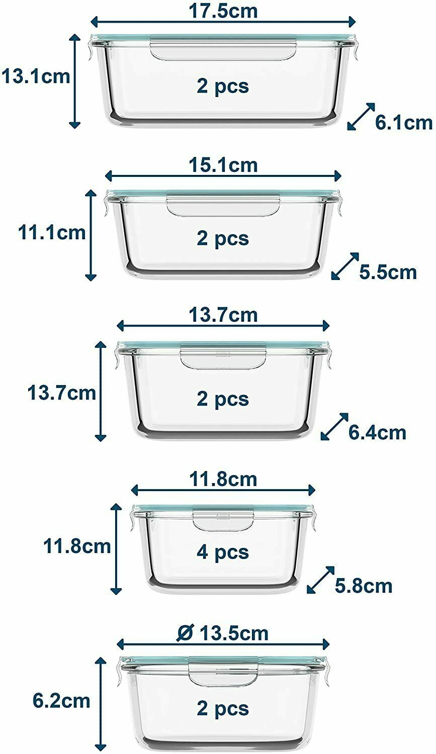 Razab Glass Food Storage Containers with Airtight Lids Microwave Safe, Set of 24 gallery