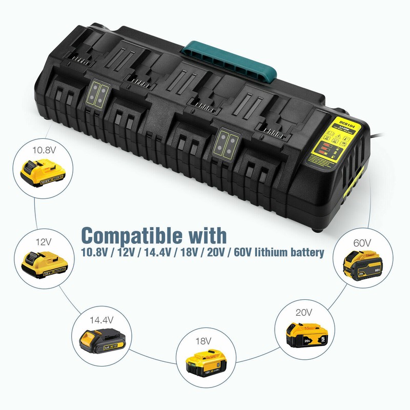 4 Ports 12/20V DCB104 Multi battery Charger For Dewalt Lithium XR DCB200 DCB205 gallery