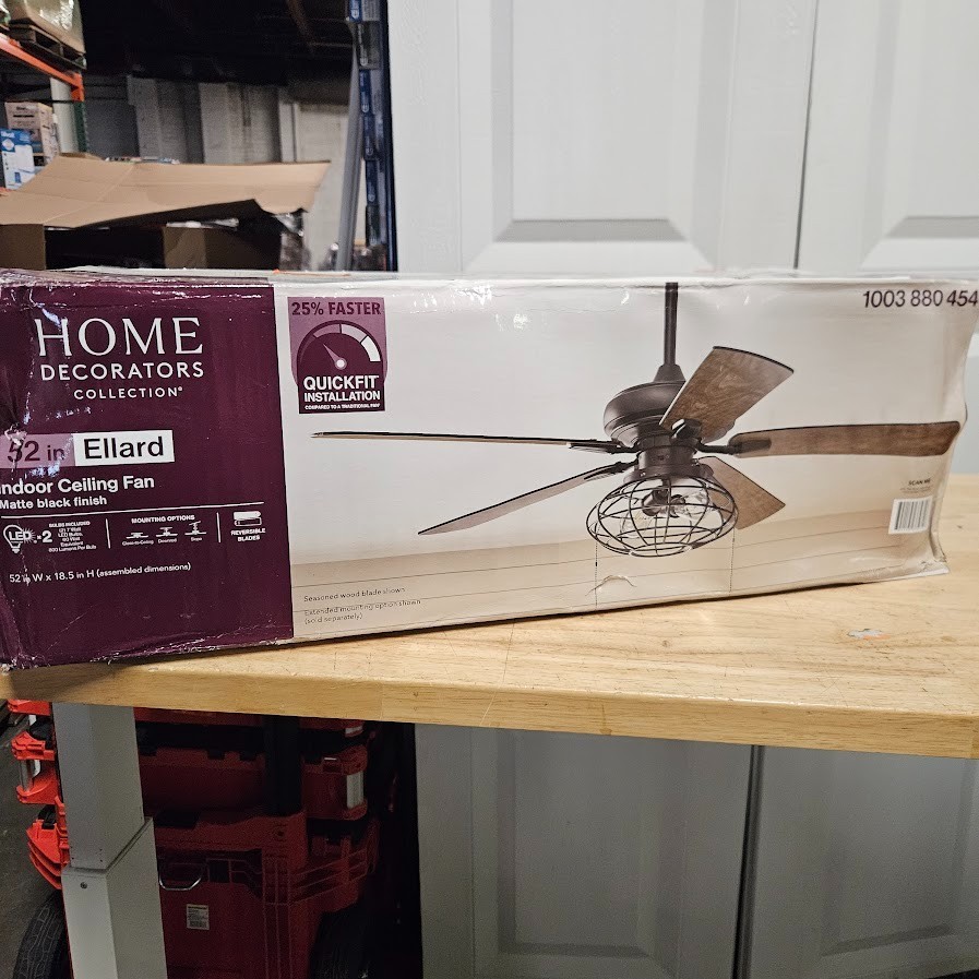 Home Decorators Collection Ellard 52 in. LED Matte Black Ceiling Fan with Light gallery