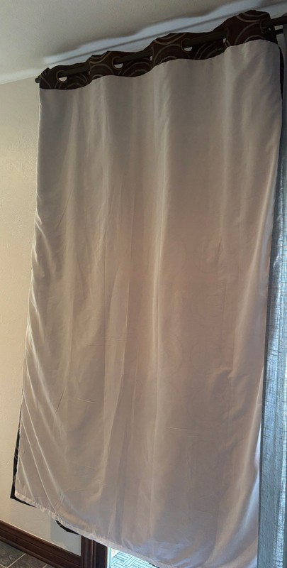 Apt. 9 Dark Brown Multicolored Geometric Lined Window Panel w Grommets 54" x 84" gallery