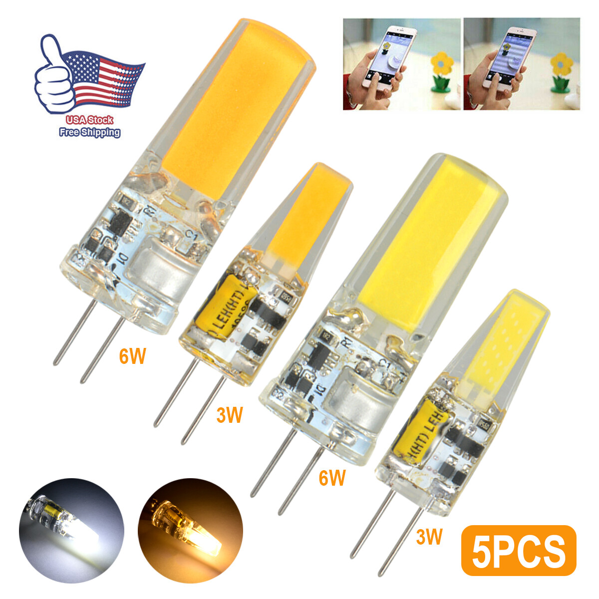 G4 G9 E12 LED Corn Bulb 3W 6W Daylight Ceiling Fan Lamp Landscape lights gallery