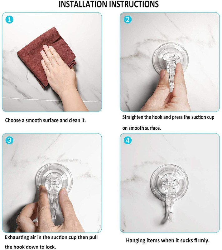 4PCS Heavy Duty Suction Cup Hook Cup Wall Wreath Hanger Window Shower Kitchen gallery