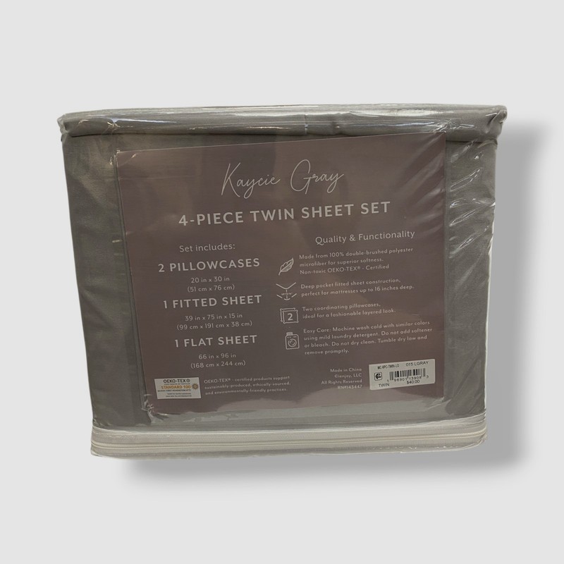 Kaycie Gray Microfiber 4-Pc. Sheet Set - Twin Size gallery
