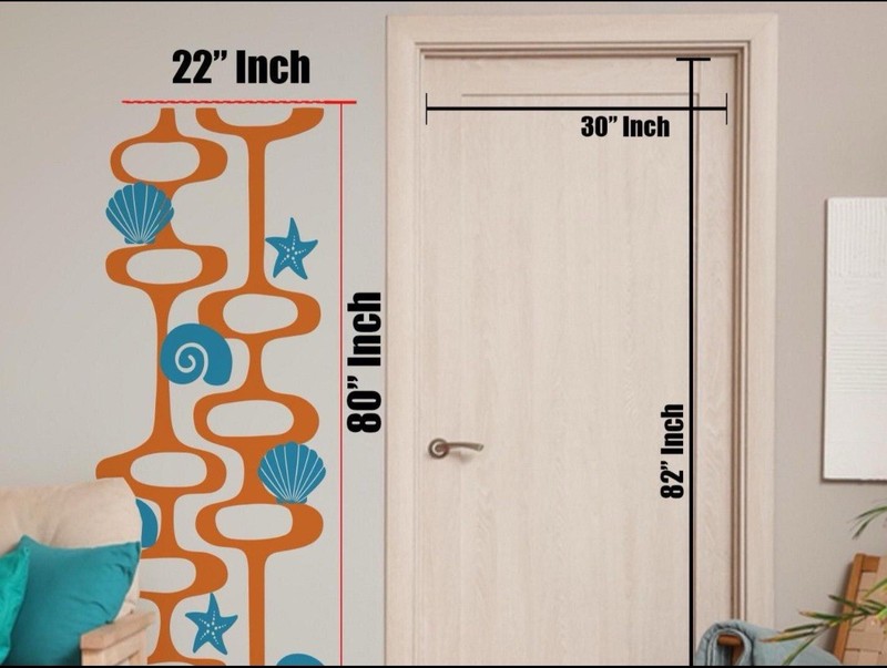 Mid-Century Sea Shells Wall Decal – Retro Vinyl Wall Art 80 “x 22 “ gallery