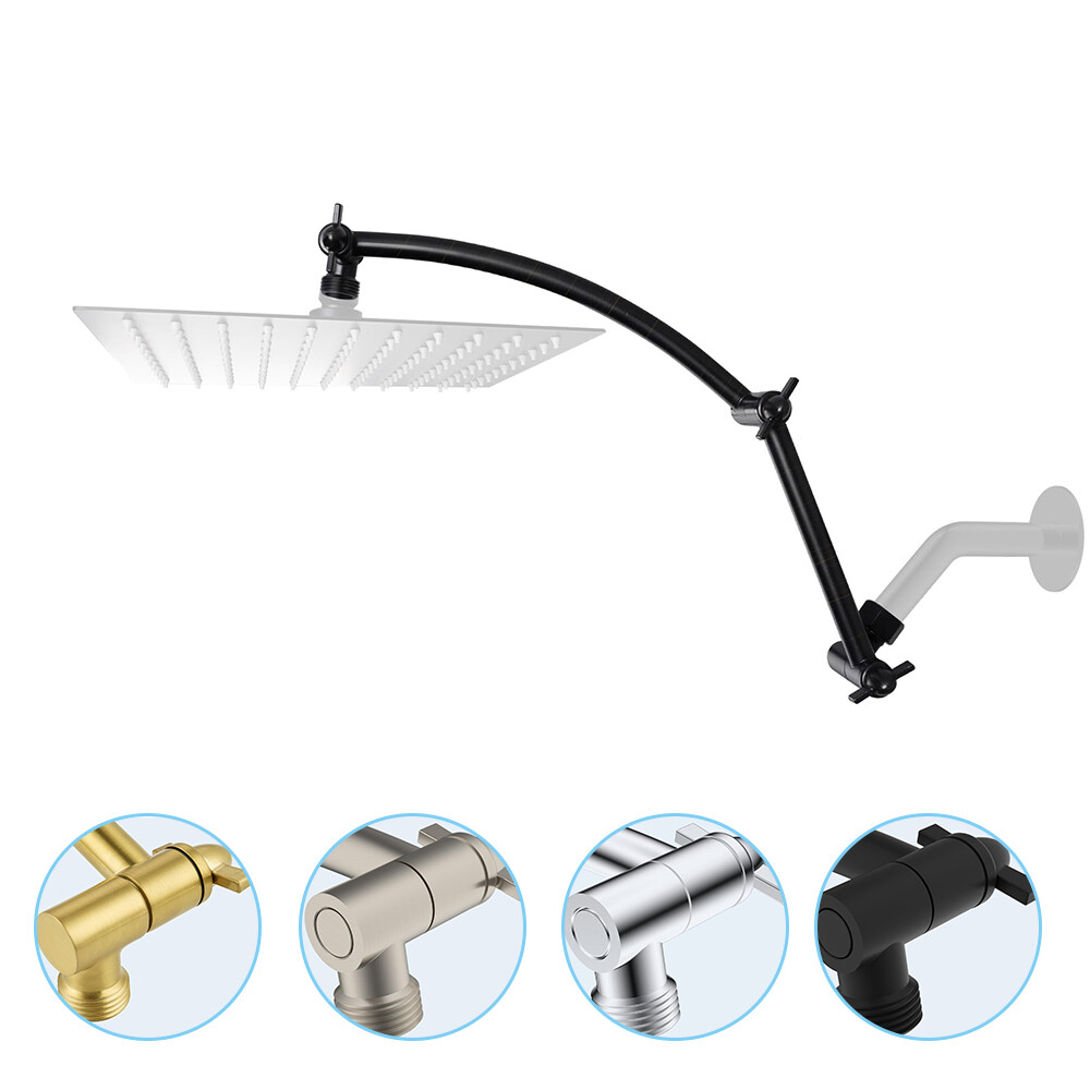 All Metal 16'' Shower Head Extension Arm Solid Brass Angle Adjustable Shower Arm gallery