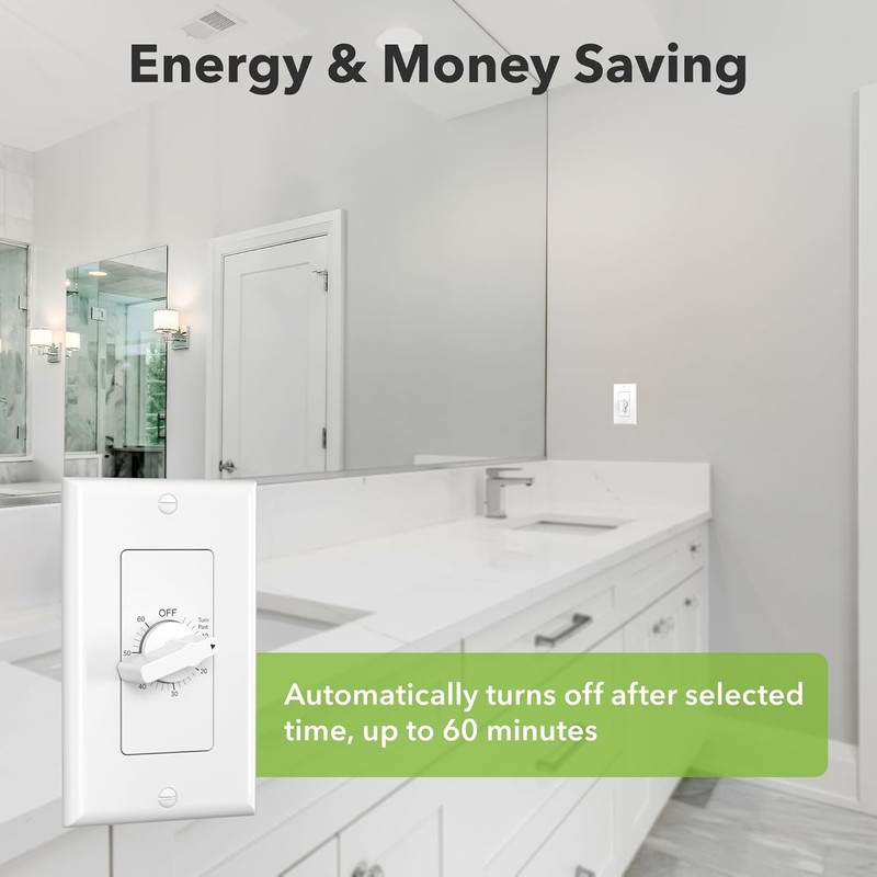 Versatile Mechanical Countdown Timer Switch for Exhaust Fan & Lights - 1 Pack gallery