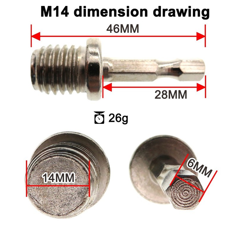 M10 / M14 Screw Thread 1/4" Hex Shank Electric Drill Adapter For Backing Pads gallery