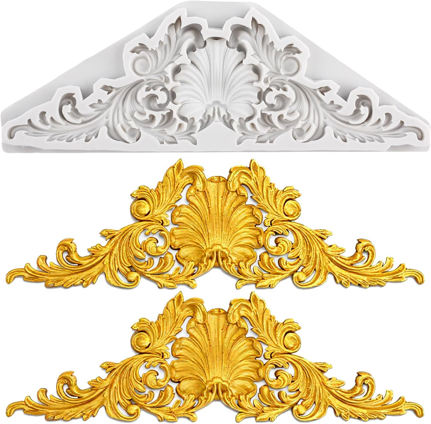 Baroque Polymer Clay Molds Baroque Scroll Lace Relief Flower Silicone Mold gallery