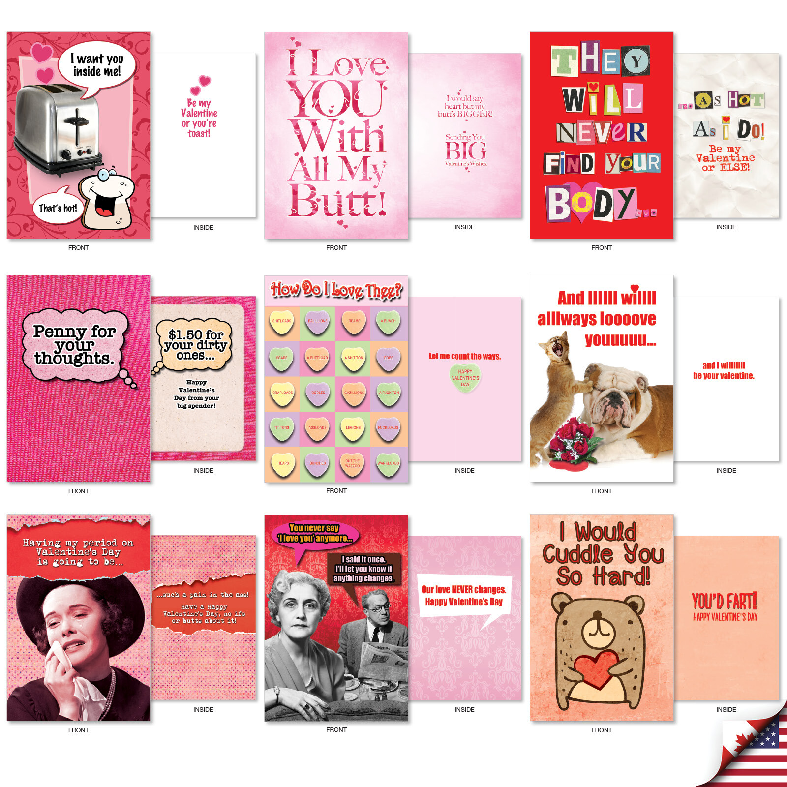 36 Asst'd Set Funny Valentine's Day Cards w/Envelope (36 Designs) Love Is Funny gallery