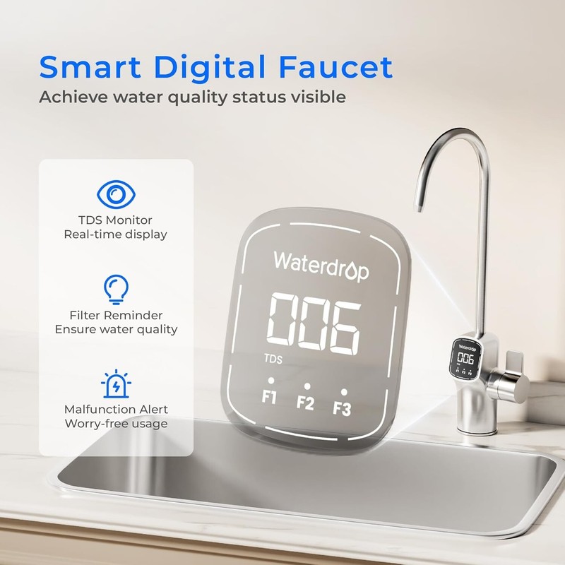 Waterdrop X8 Reverse Osmosis System, 800 GPD ,Tankless RO,Smart Faucet gallery