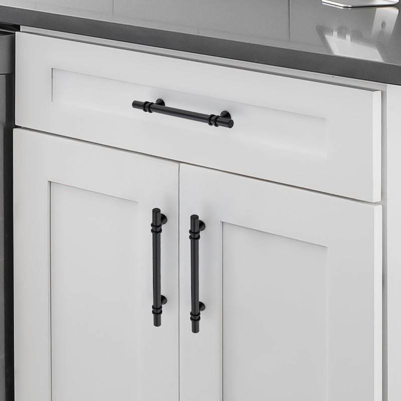 Pack 8-13/16 Inch Cabinet Pulls Handles 6-1/4 Inch Hole Center 10 Matte Black gallery