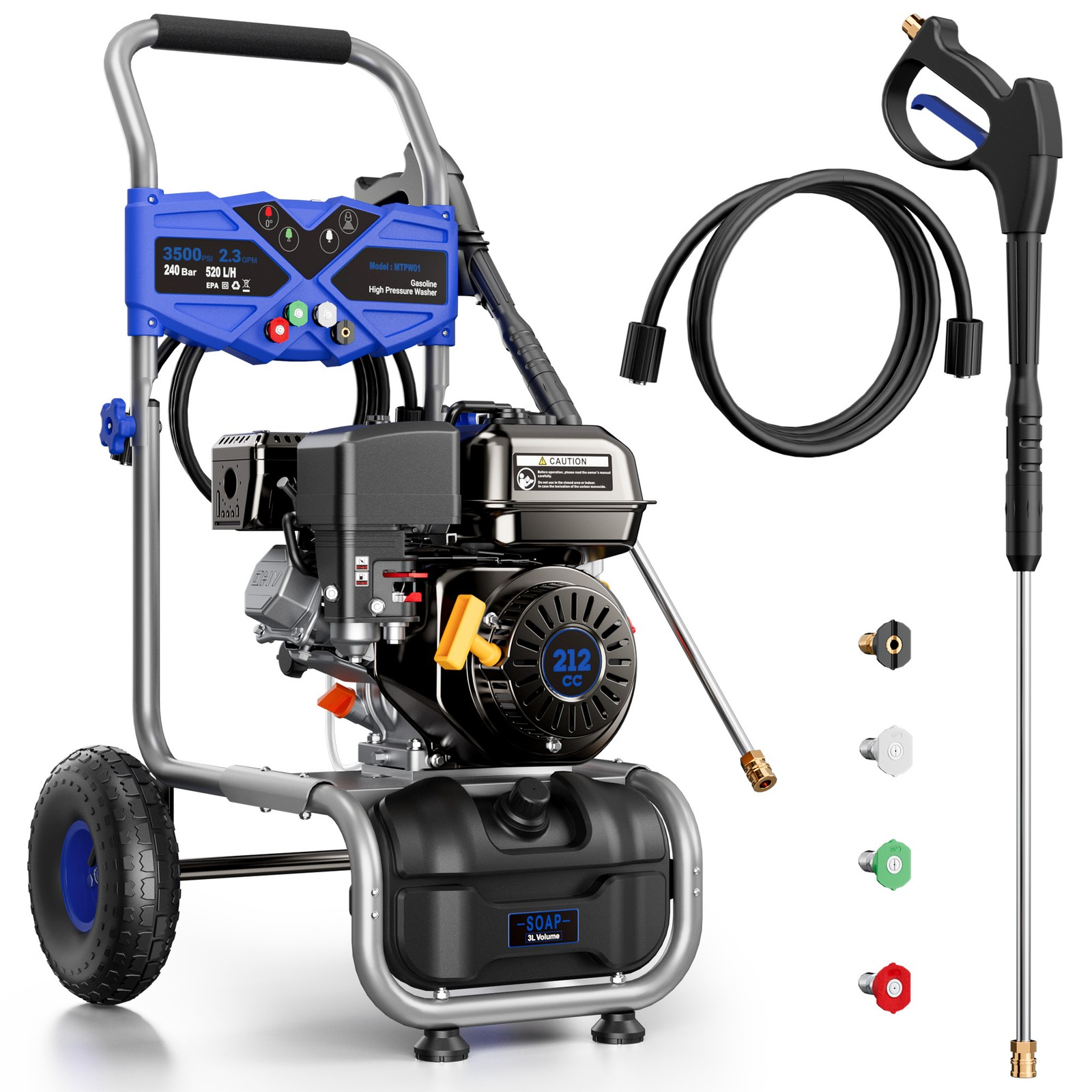 Mutaomay Cold Water Pressure Washer Power Washer 3500PSI 2.3GPM 212CC Soap Tank gallery