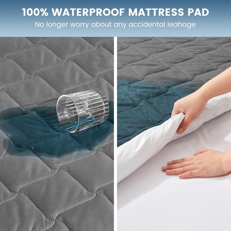 SLEEP ZONE Waterproof Mattress Protector Pad King Machine Washable, Breathabl... gallery