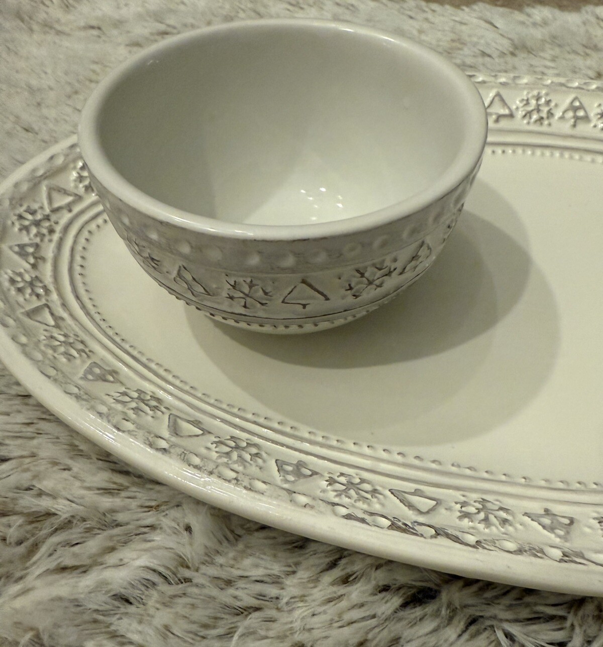 Hallmark Revise Snowflake & Christmas Tree Serving Plate Platter Dip Bowl Chip gallery