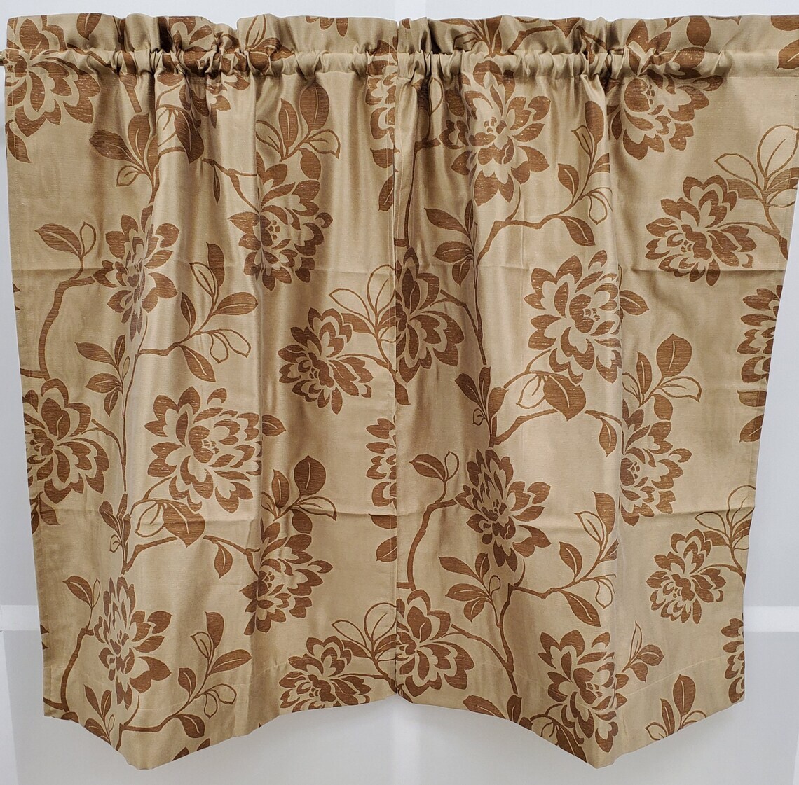Lurex Custom Lined Valance or Unlined Tiers Jacquard Floral VINTAGE NEW RARE gallery