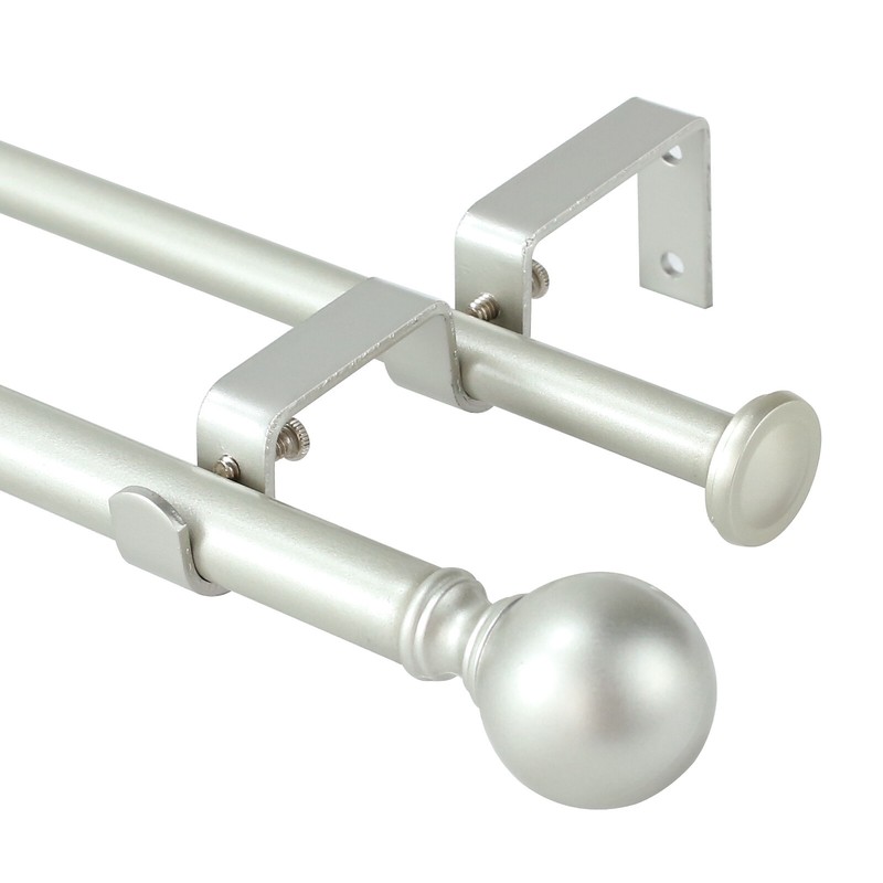5/8" Ball Adjustable Double Drapery Curtain Rod Set, 28”-48“/ 48”-84“/ 84”-120” gallery