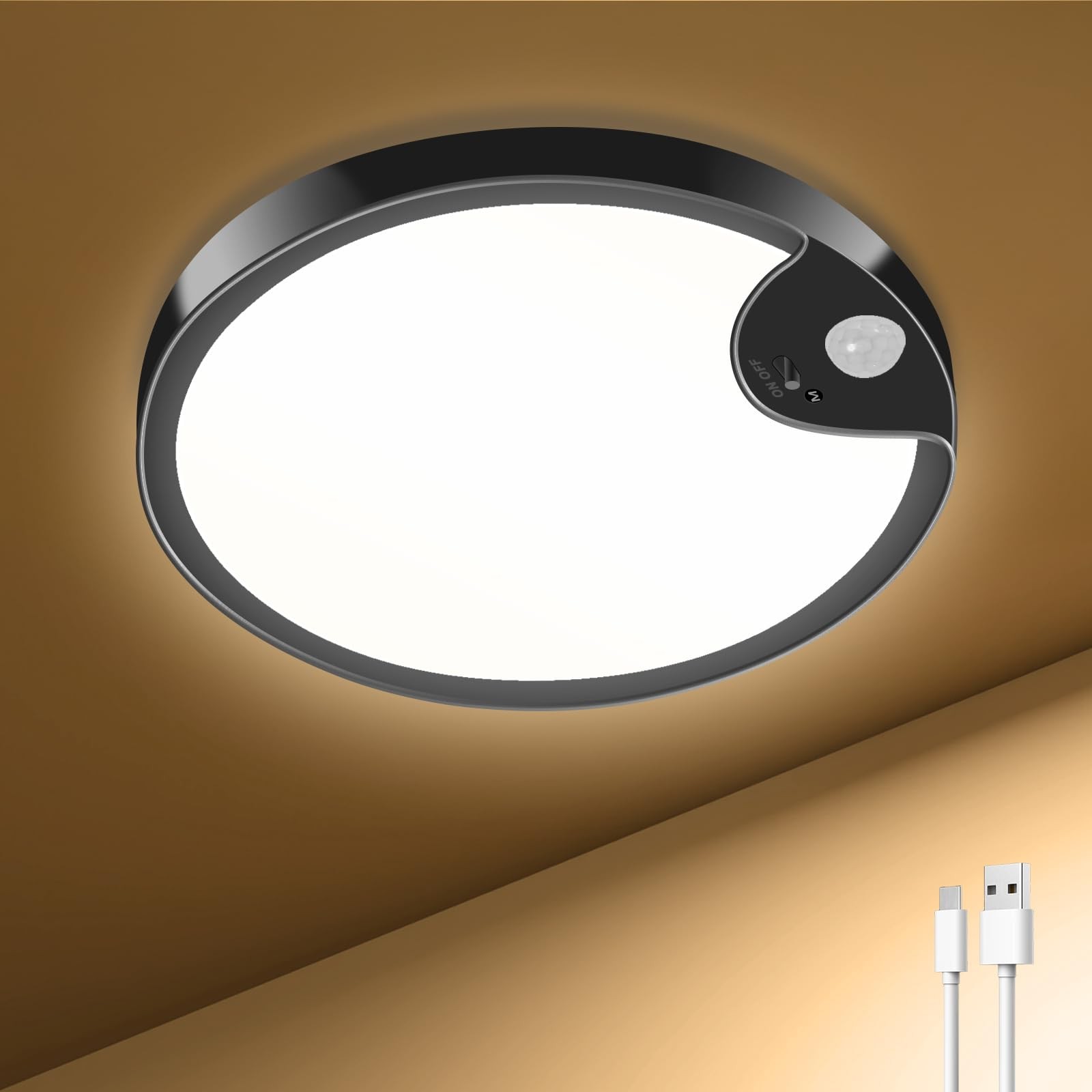 Waterproof Shower Light Indoor - Rechargeable Motion Sensor Ceiling Light, 3C gallery