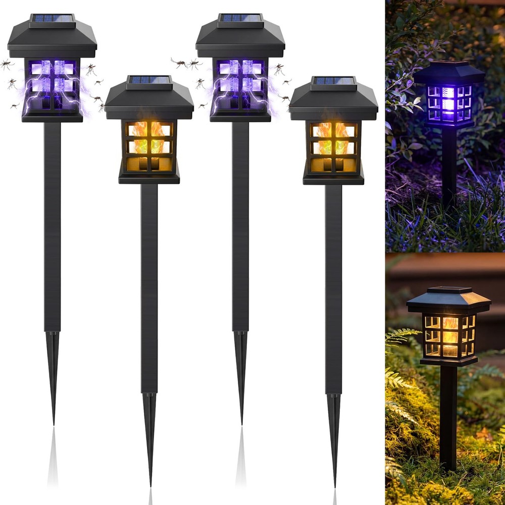 4 Pcs Solar Bug Zapper Outdoor Waterproof 2 in 1 Mosquito Zapper Solar Powere...
