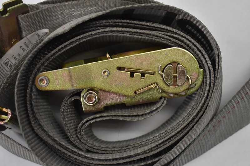 US Cargo Control USCC Ratchet Strap w Spring E Fitting 2" x 12' Gray Black USED gallery